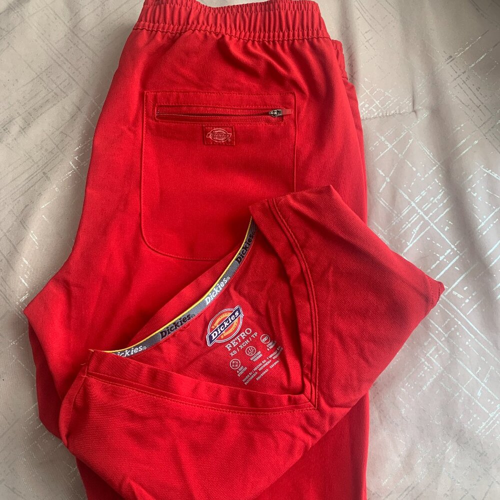 Dickies Retro Scrub Top and Bottoms in Red